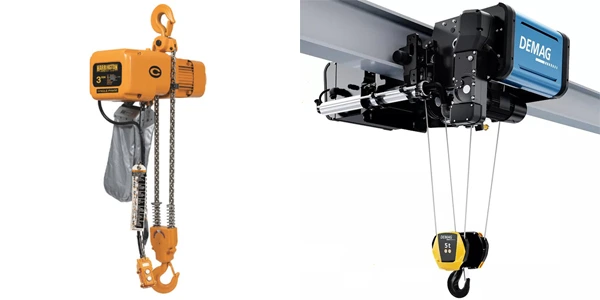 Perbandingan mesin electric chain hoist dan wire rope hoist untuk overhead crane