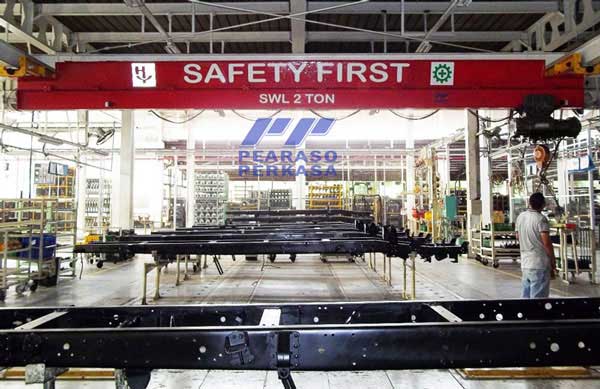 Struktur Runway Underhung Crane pada Rafter Bangunan