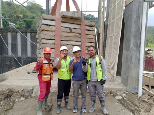 uji angkat hoist crane plat beton 41 ton